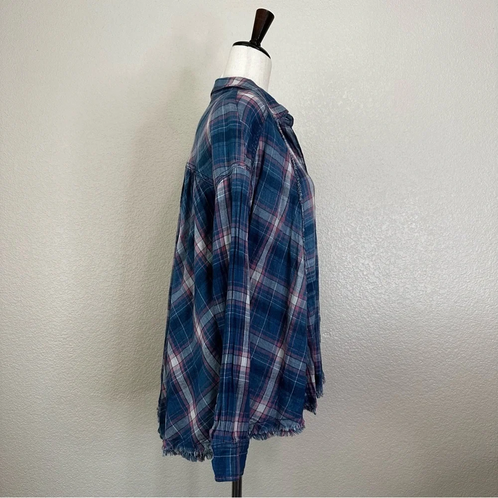 Free People We the Free Seeking Starlight Oversized Plaid Button Down, Size XS